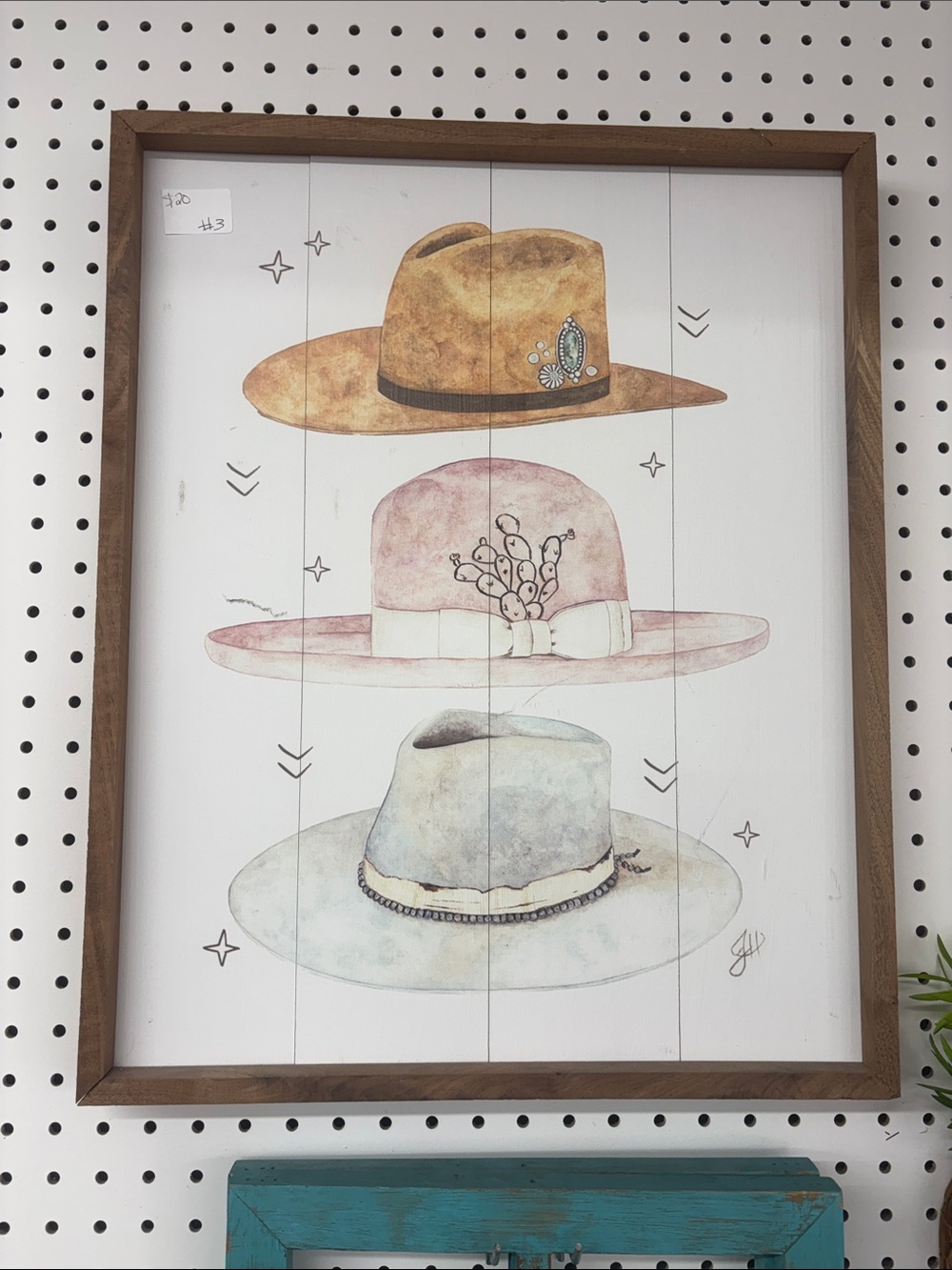 Framed Hat Trio Wall Art - Neutral Brown, Pink & Cream